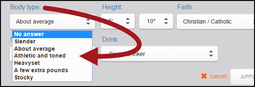 Match.com Male Body Type