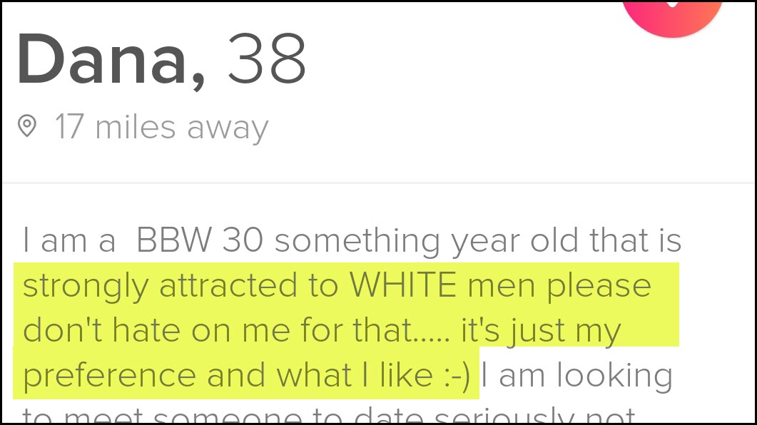 Racial preferences of a woman on Tinder