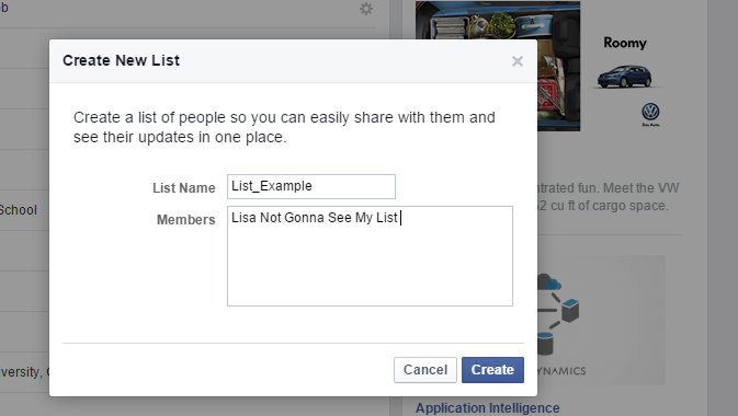 Adding Names to Facebook List