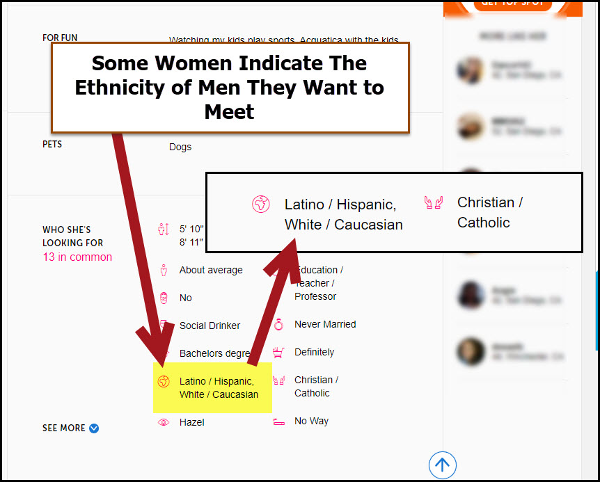 Woman sharing her racial preferences on a dating site