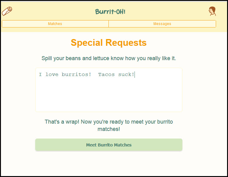 Special Requests for Burrito Lovers