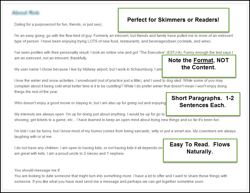 Example of Good Dating Profile Format