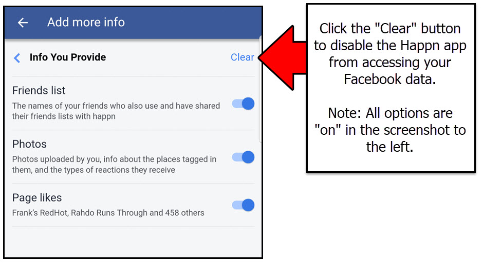 How to disable Happn from accessing Facebook