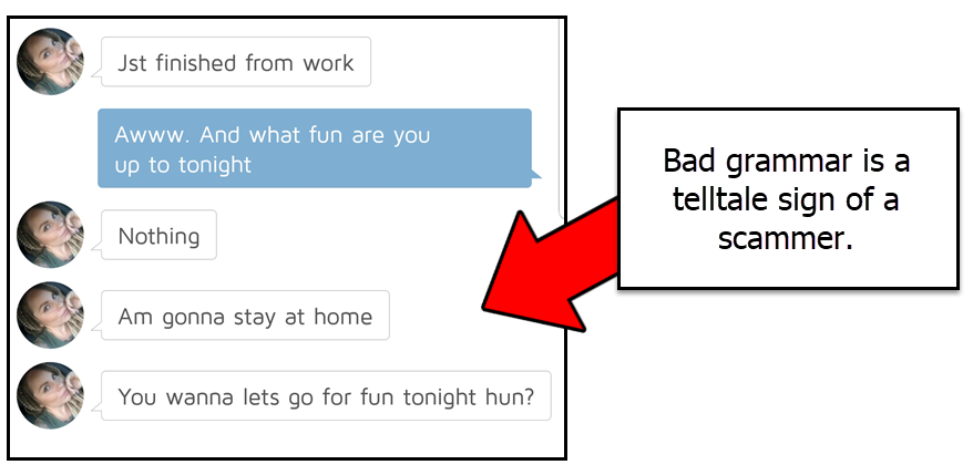Look for bad grammar to spot fake females on dating sites