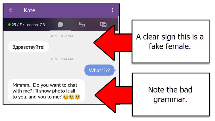 Bad English is the sign of a fake dating profile