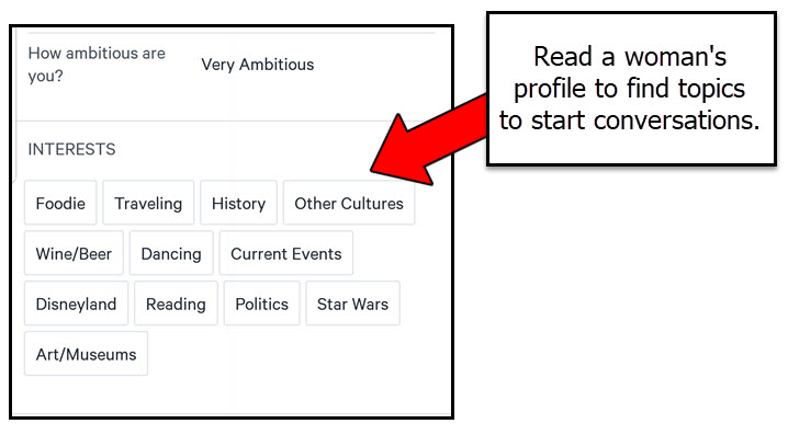 Read women's profiles on POF to find conversation starters