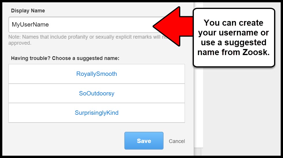 How to create a username on Zoosk