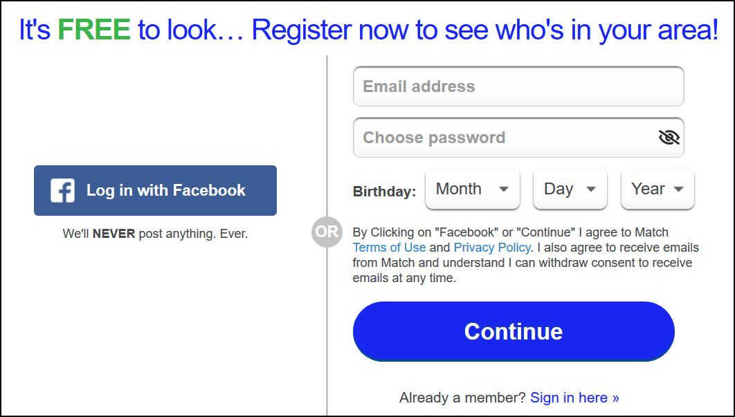 Can you browse profiles for free on Match.com?