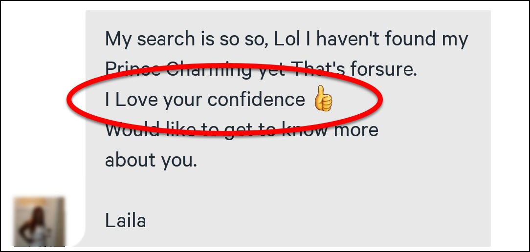 Confidence is the most important trait for me on dating sites