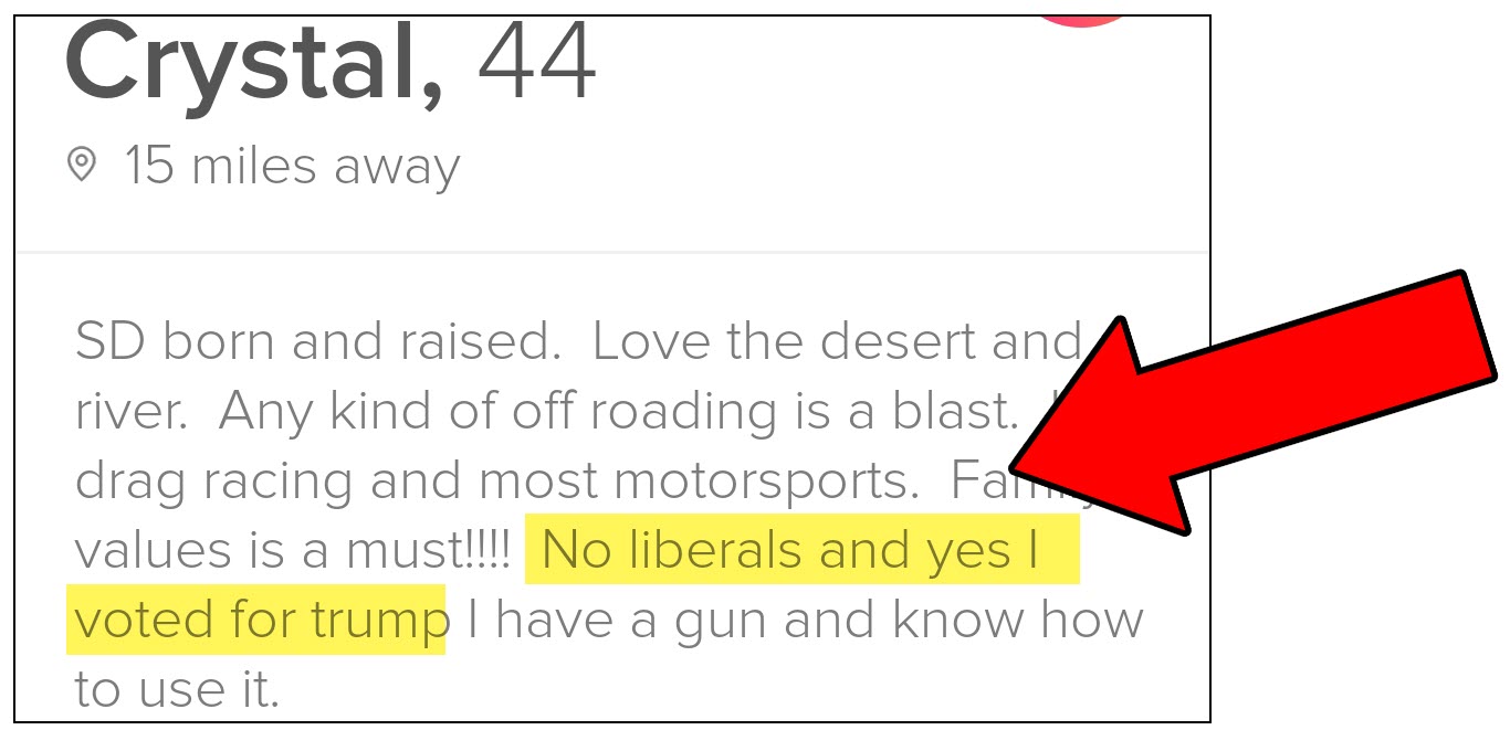 Woman's show political beliefs on Tinder