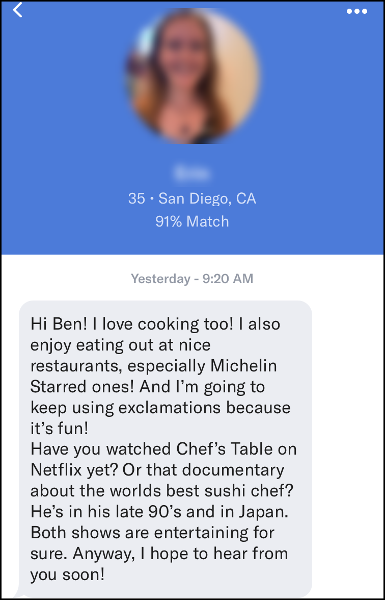 A great dating profile results in messages from women