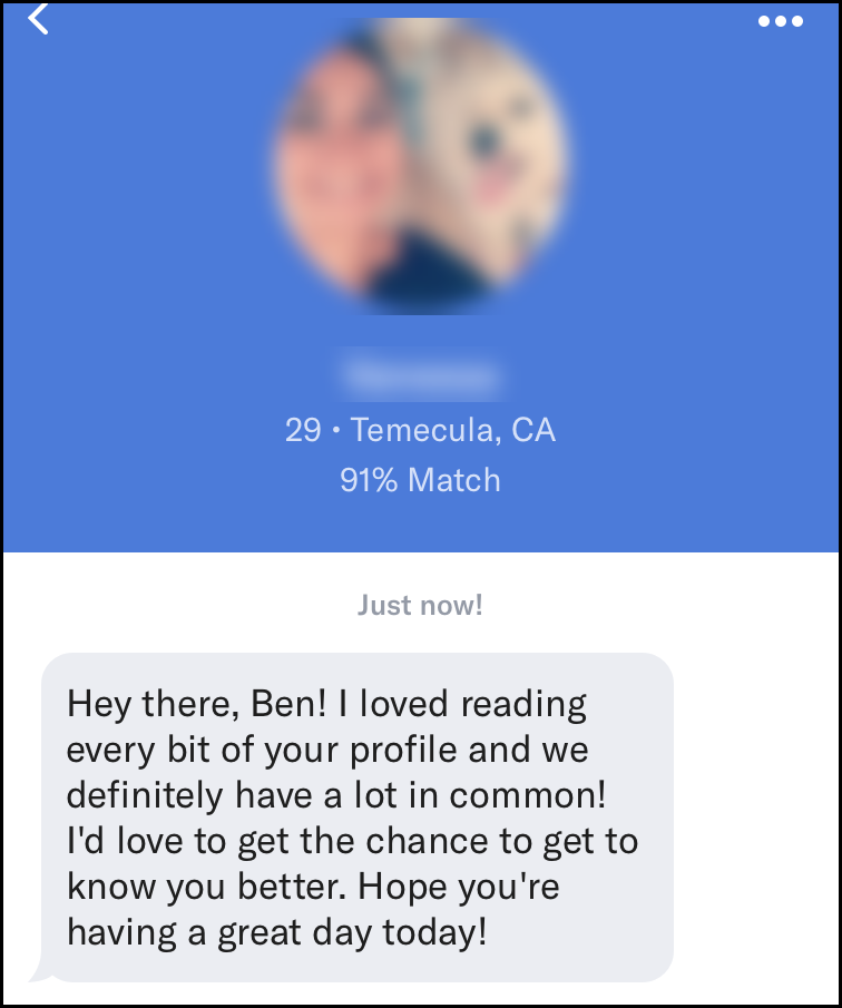 Woman complimenting revised dating profile on OkCupid