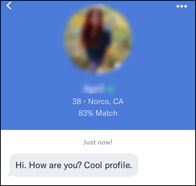 Example of a revised dating profile and woman's reaction