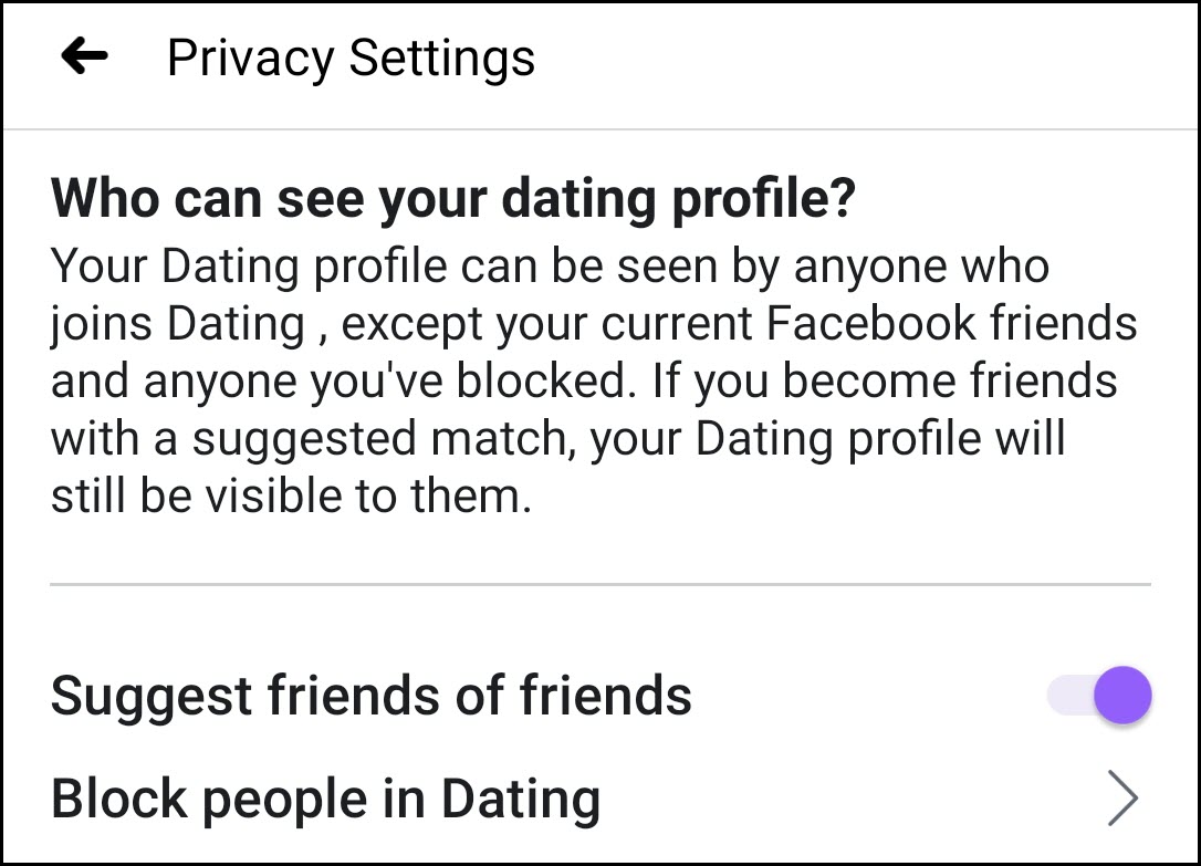 How to disable friend of friends in Facebook Dating app
