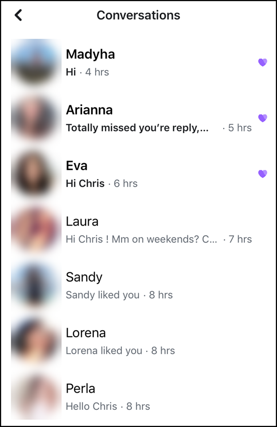 Facebook Dating app inbox for conversations