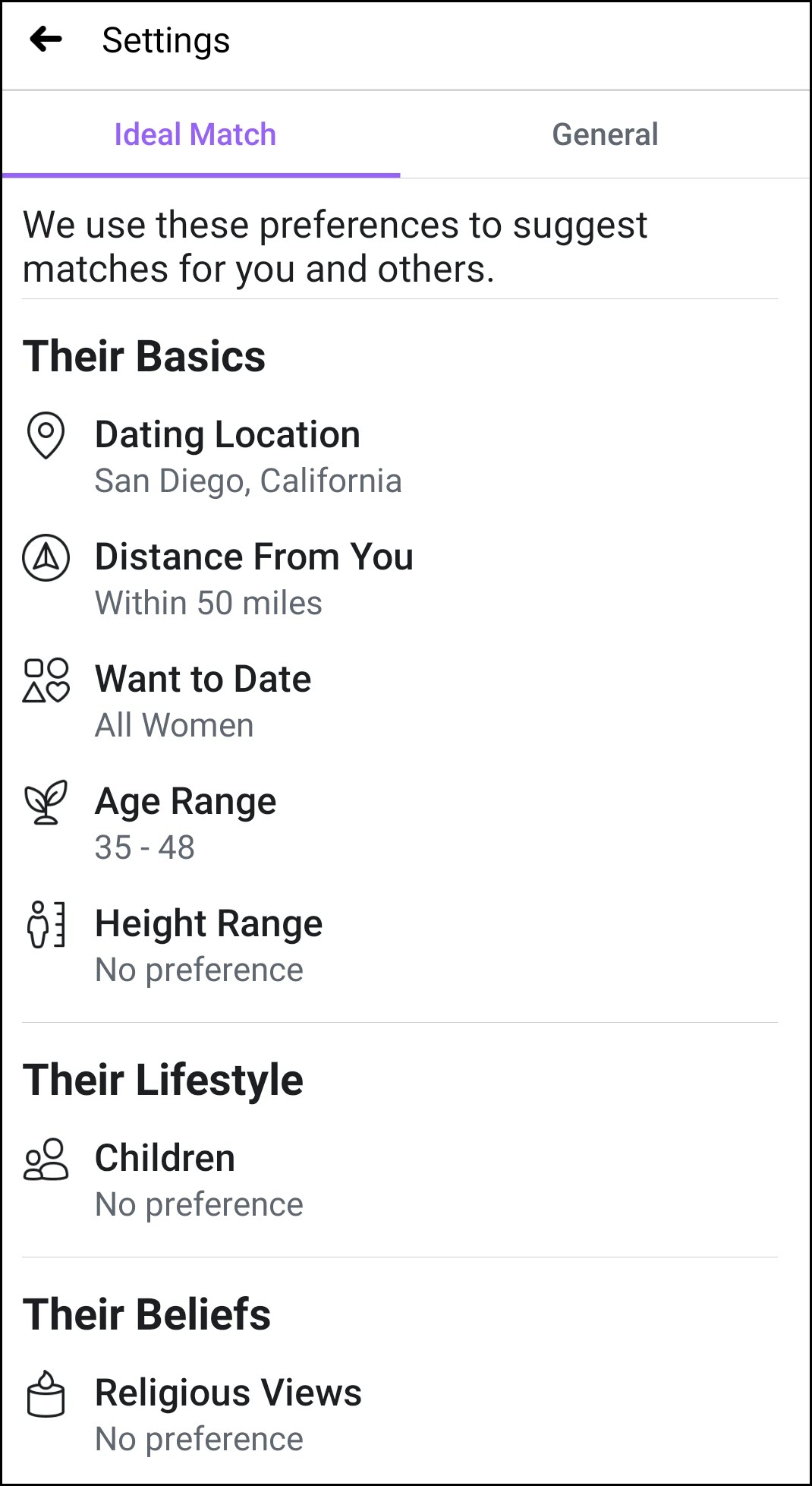 What are the Facebook Dating app preferences