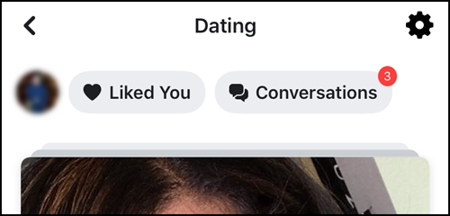 Where are conversations located on the Facebook Dating app
