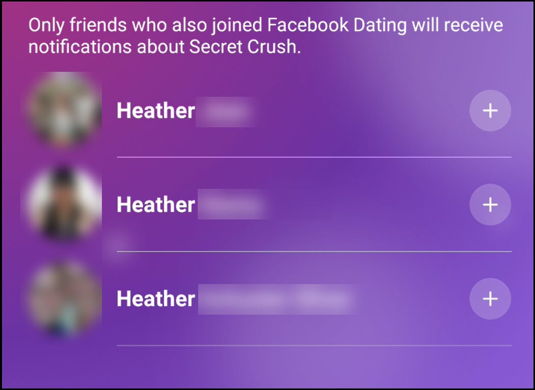 What is a secret crush on the Facebook Dating App
