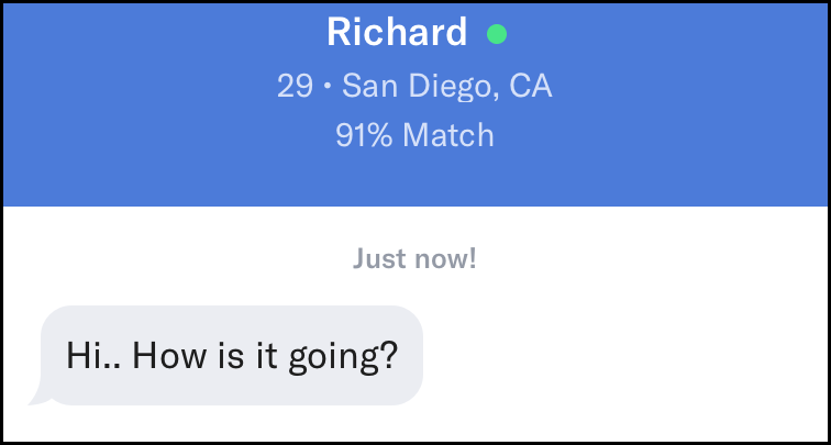 Example of a terrible icebreaker on OkCupid