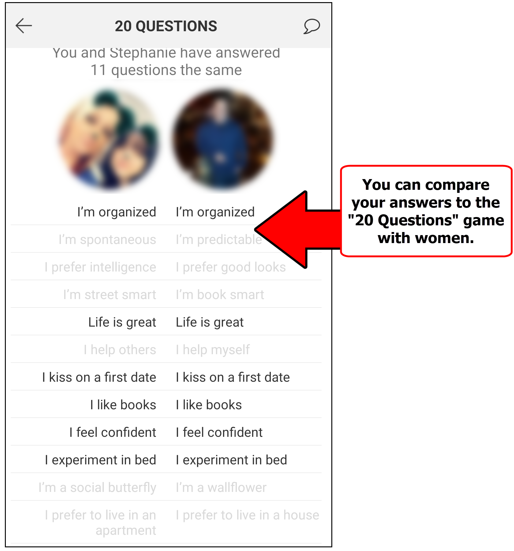 Compare your answers to 20 questions with women on Clover
