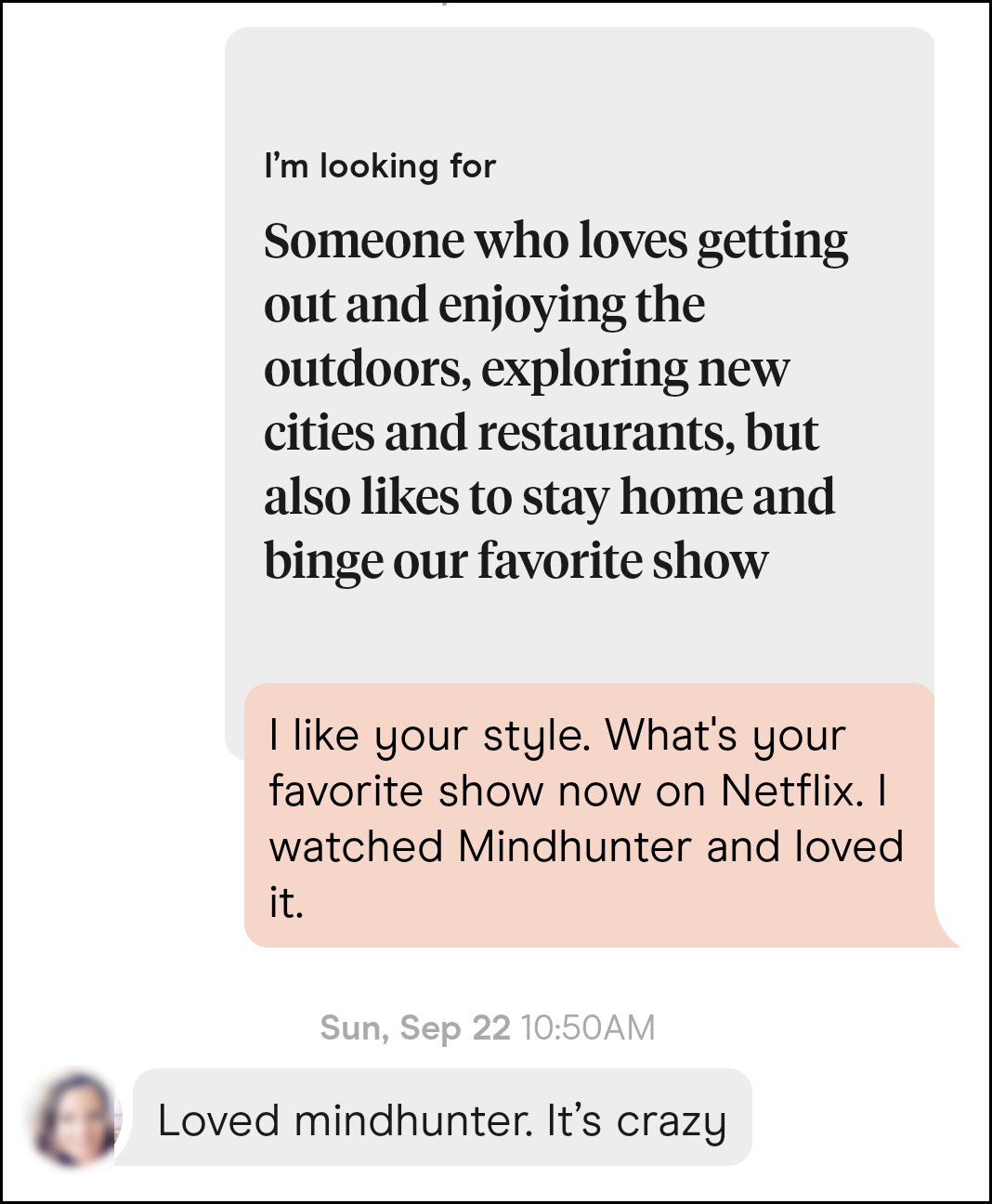 Complimenting a woman on Hinge