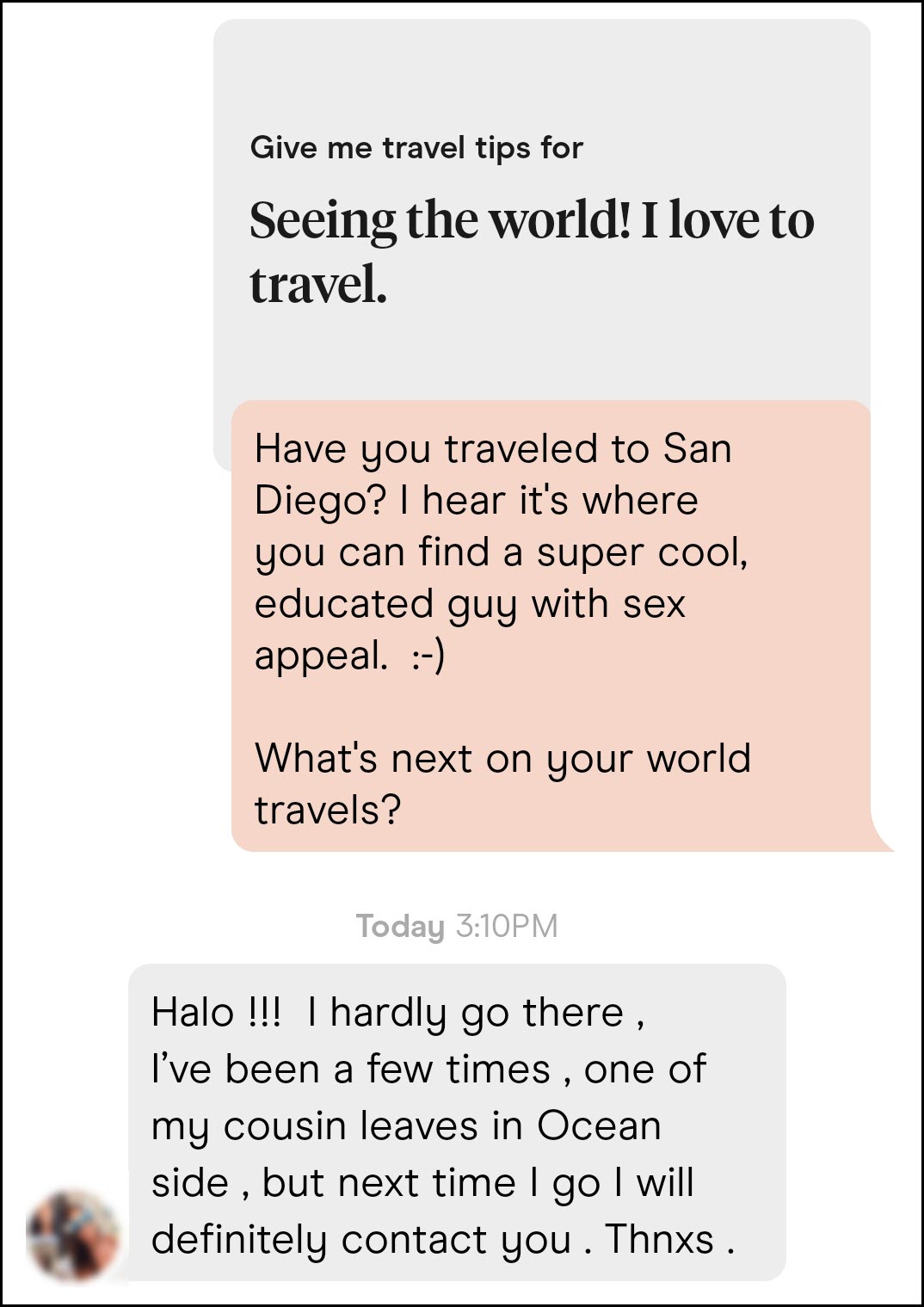 Example of a good icebreaker on Hinge