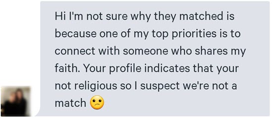 Religion does matter to women on dating apps