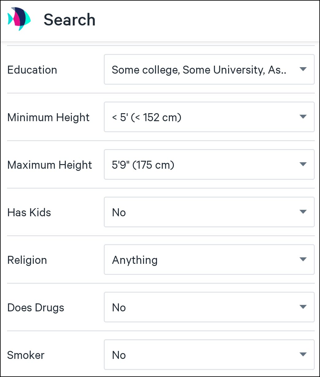 Use your dating apps filtering tools to find what you're looking for