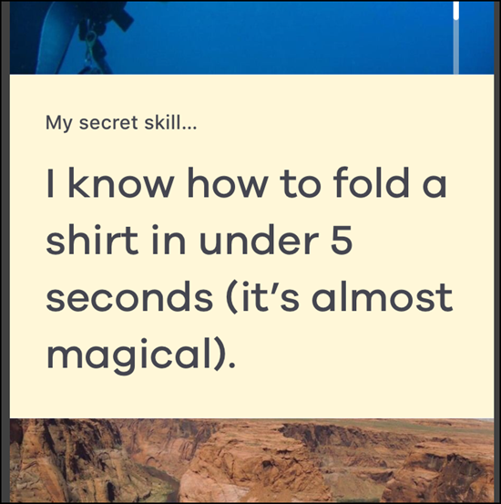 Examples of how to fill secret skill on Bumble