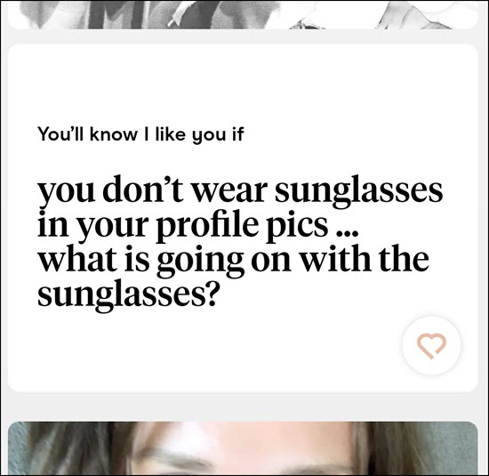 Online dating photo tip: Don't wear sunglasses