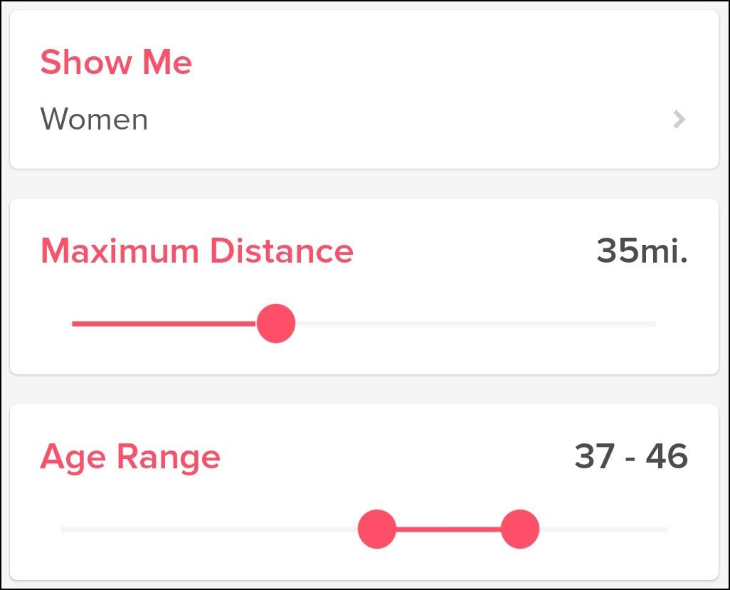 Tinder has limited features for finding women.