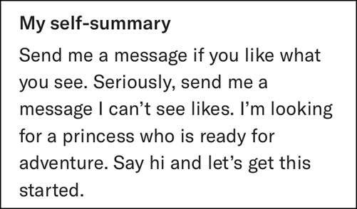 Don't tell women to message you first in your dating profile