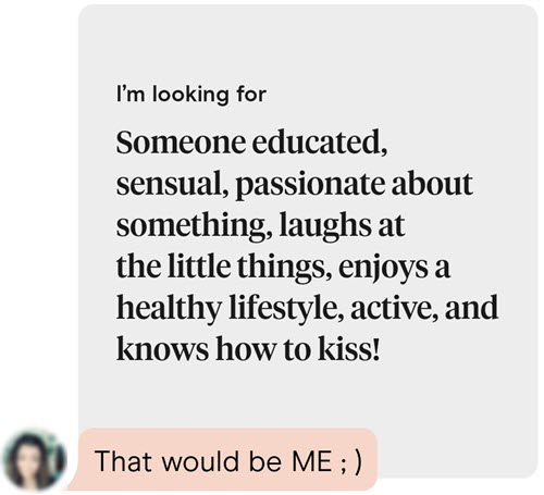 Don't hesitate to write about yourself on Hinge