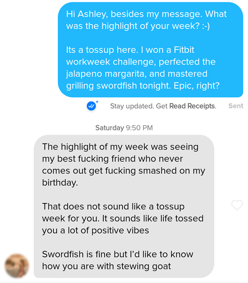 Boost responses on dating apps by finishing your message with the word "right."