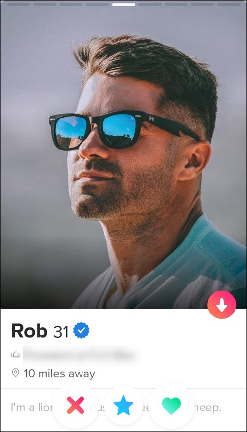 Wearing sunglasses in your Tinder photos is a no-no.