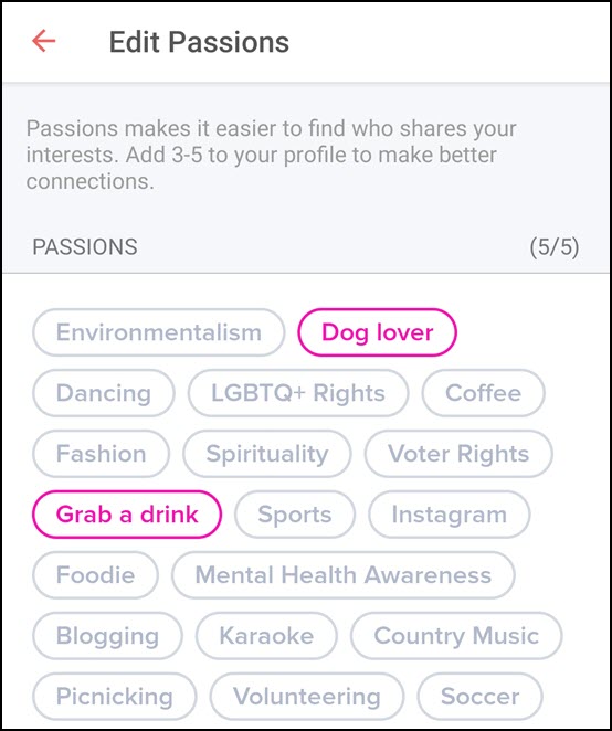 What are Passions on Tinder?