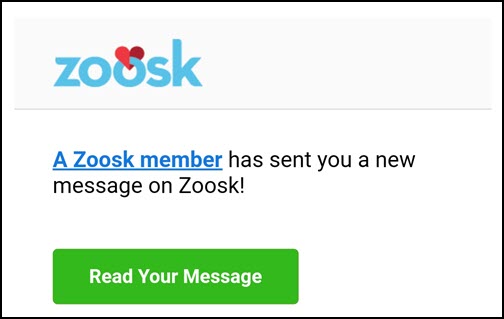 What an email looks like from Zoosk