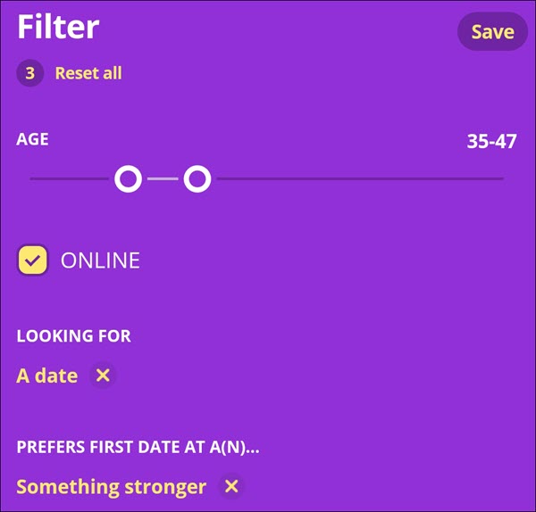 Filtering tool for Curvy Singles app