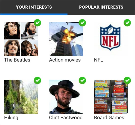 Zoosk interests feature helps your profile stand out.