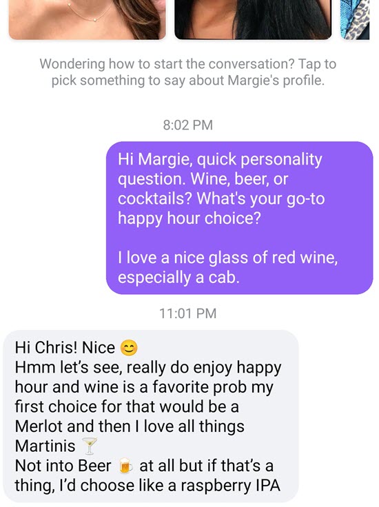 Get responses from women by asking a personality question on Facebook Dating