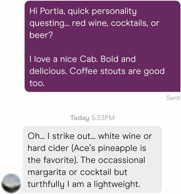 Example of a conversation starter on Hinge