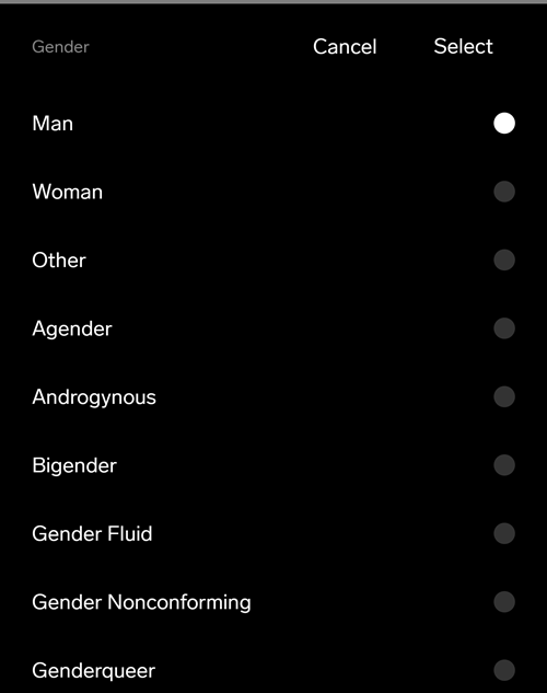 What are the genders on the Feeld app?