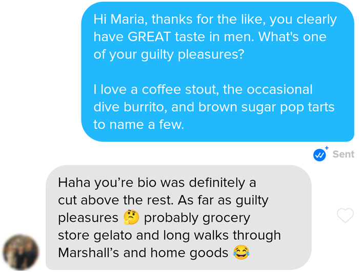 Examples of a compliment on Tinder