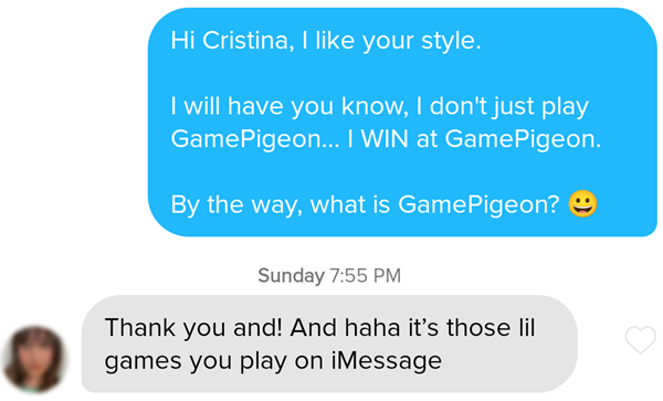 Complimenting a woman's style on Tinder is a great opening message
