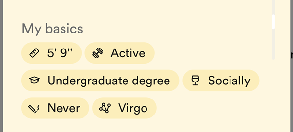 Don't ignore the basics section on Bumble