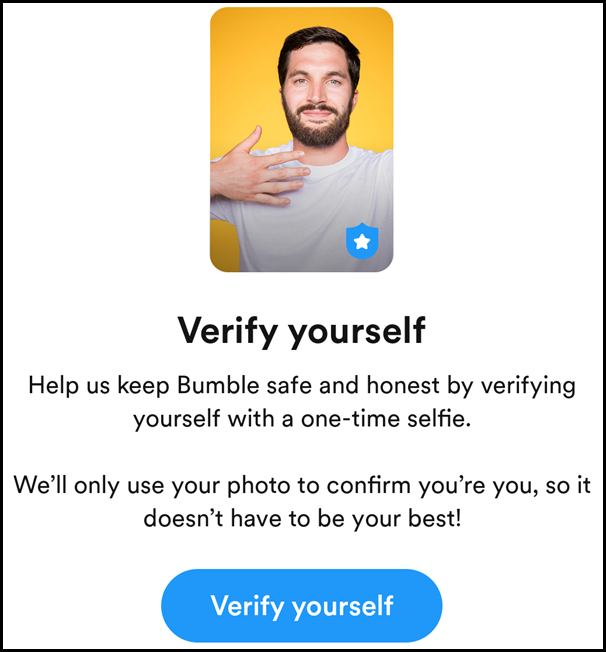 Bumble photo tip - verify yourself.