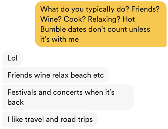 Flirting using humor is very effective on Bumble.