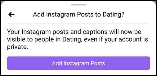 Connecting your Facebook Dating profile to Instagram can boost results.