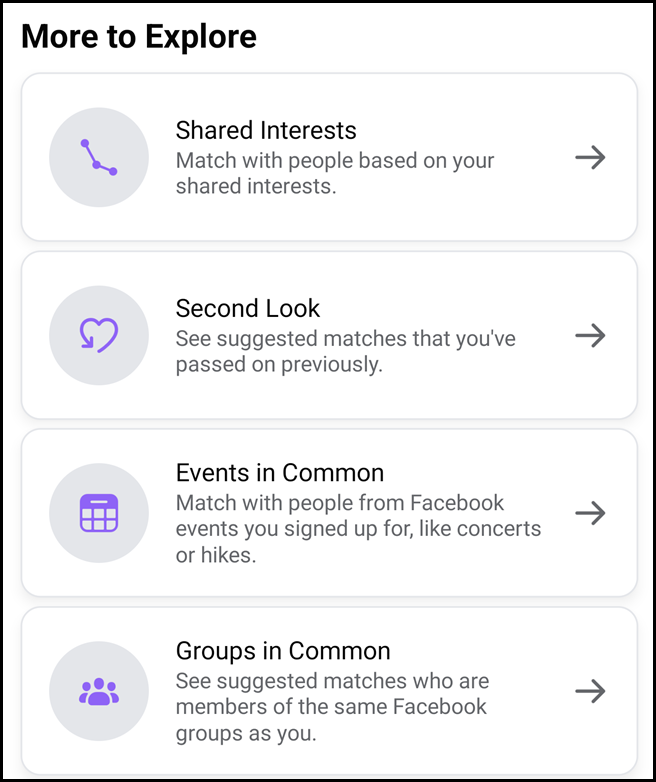 What is the Facebook Dating More to Explore Option?