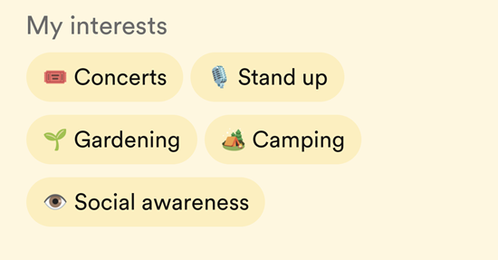 Using the My Interests section is a good conversation tip for Bumble.